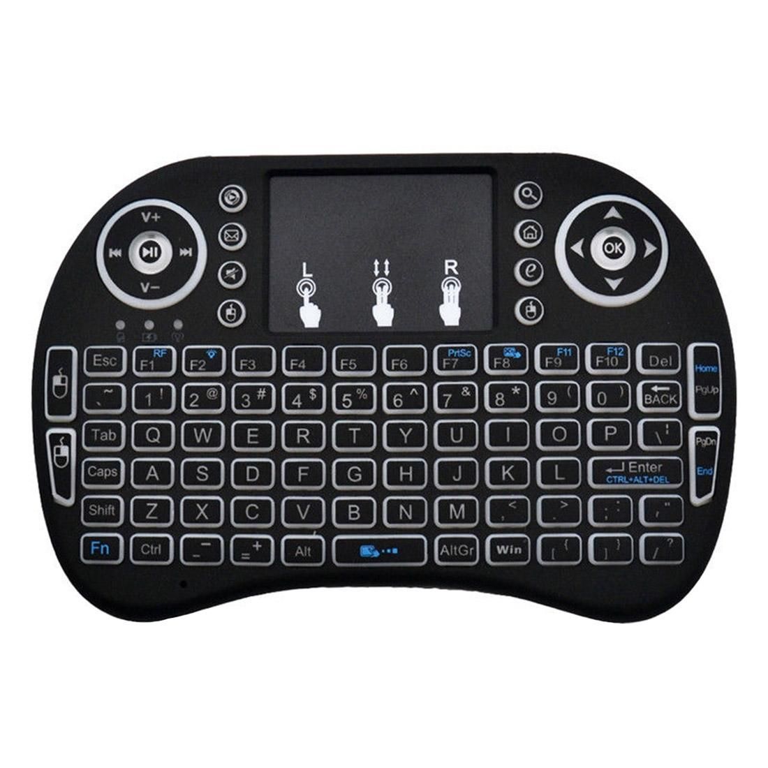 mini i8 Air Mouse 92-keys QWERTY 2.4G Wireless Backlight Keyboard with Touchpad for Android TV Box & Google TV Box & PC Tablet & Xbox360 & PS3 & HTPC/IPTV, Support Auto Sleep and Auto Wake Mode