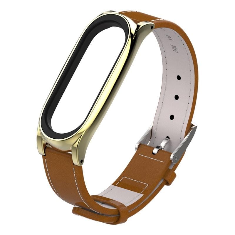 Mijobs Top-grain Leather Strap for Xiaomi Mi Band 3 & 4 & 5 Wrist Straps Screwless Magnetic Bracelet Smart Band Replace Accessories, Host not Included (Style5)