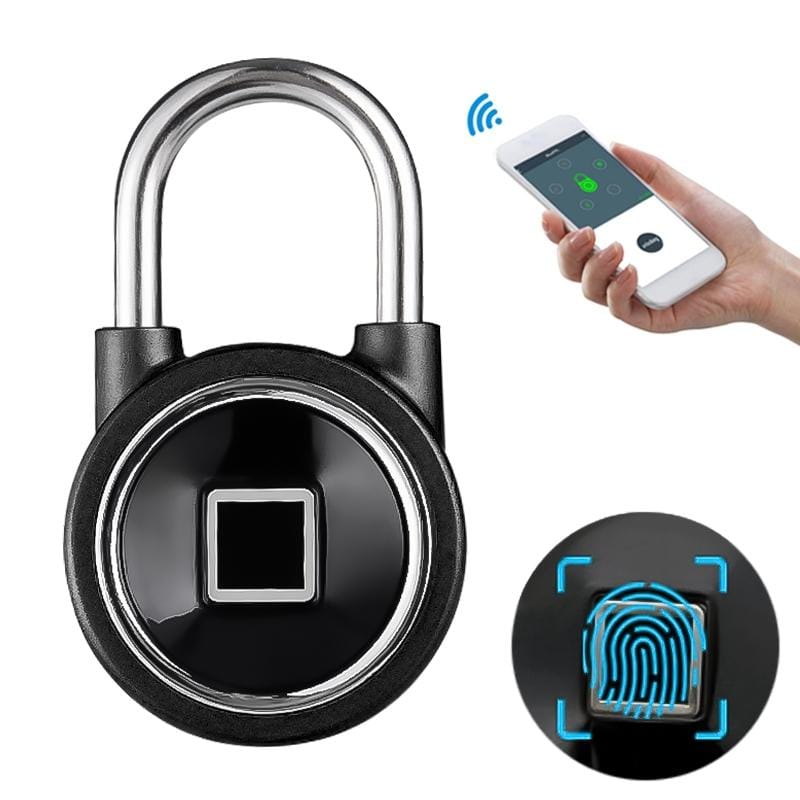 Waterproof Intelligent Bluetooth Fingerprint Padlock Remote Unlocking for iOS / Android (Black)