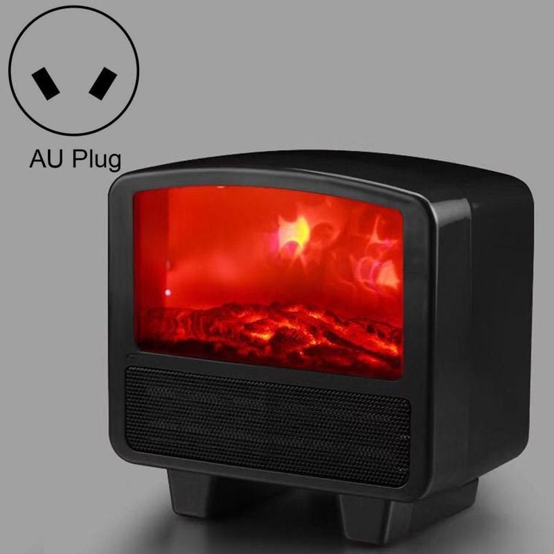 Home Office Small 3d Flame Desktop Fireplace Heater, Plug Type:AU Plug (Black)