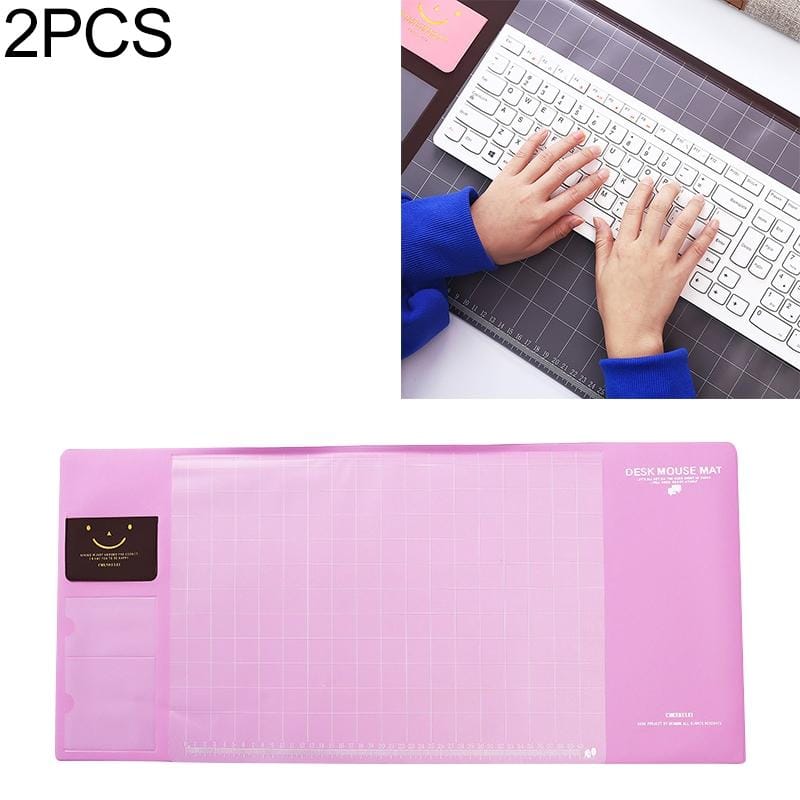 2 PCS Creative PVC Waterproof Multifunctional Desk Organizer Case Computer Keyboard Mouse Mat Set School Office Stationery Supplies (Purple)