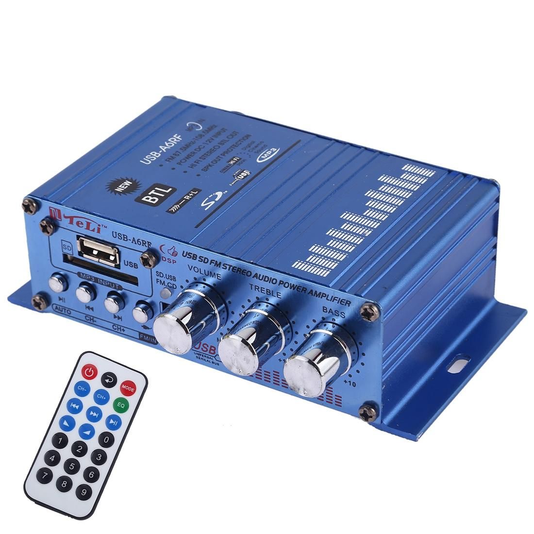 USB-A6RF HiFi Stereo Audio Power Amplifier with Remote Control, Support MP3 / SD / USB / FM / BTL OUT