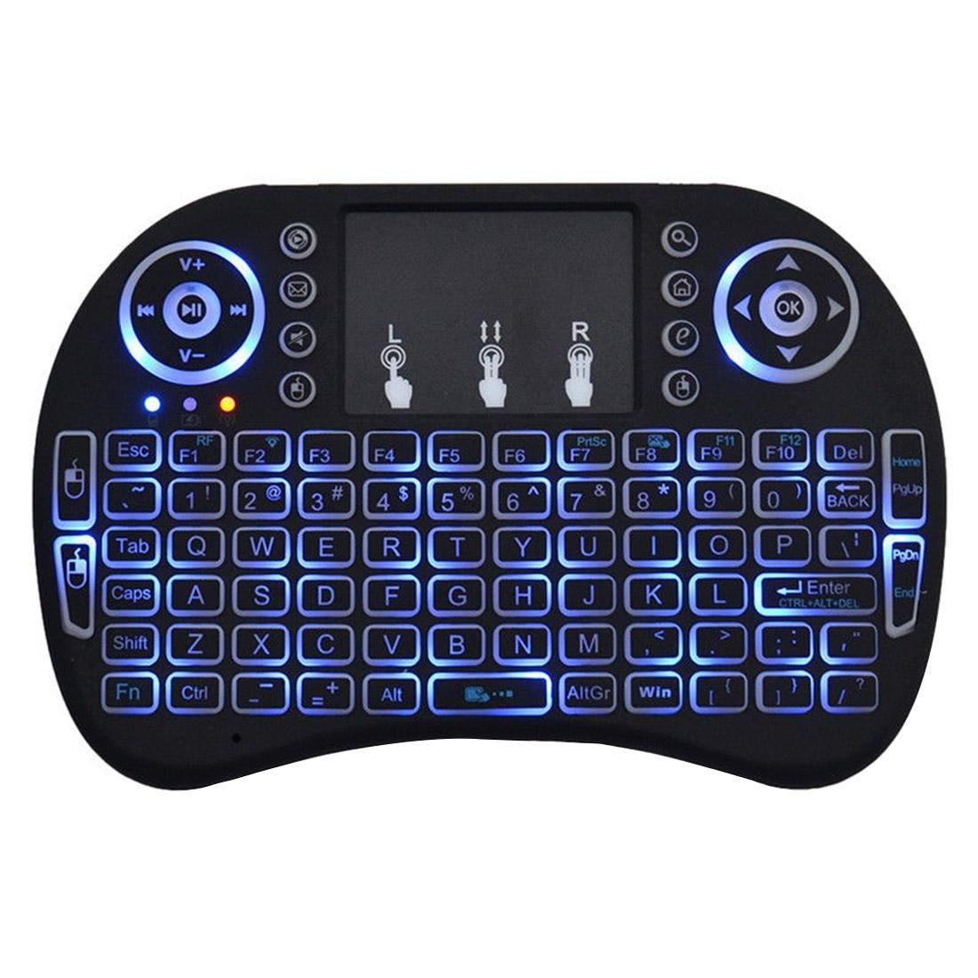 mini i8 Air Mouse 92-keys QWERTY 2.4G Wireless Backlight Keyboard with Touchpad for Android TV Box & Google TV Box & PC Tablet & Xbox360 & PS3 & HTPC/IPTV, Support Auto Sleep and Auto Wake Mode