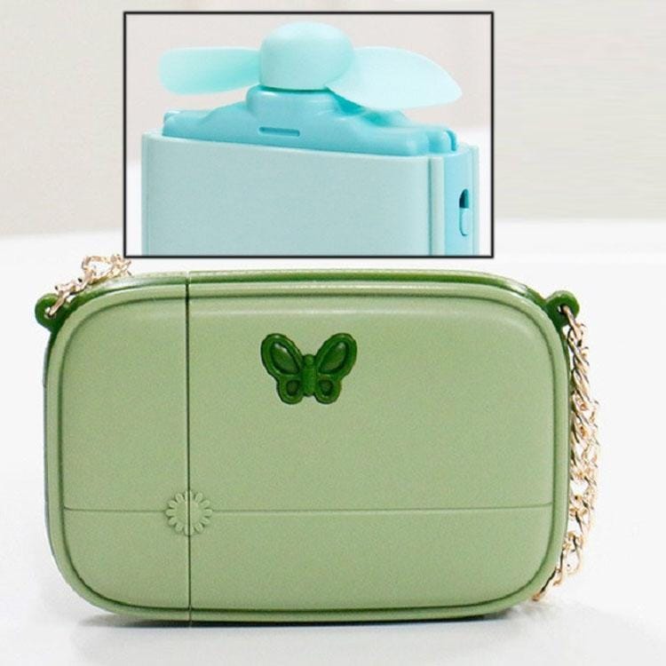 Summer Cool Rechargeable Portable Fan Cartoon Strange Handbag Hand-held Mini Fan (Green)
