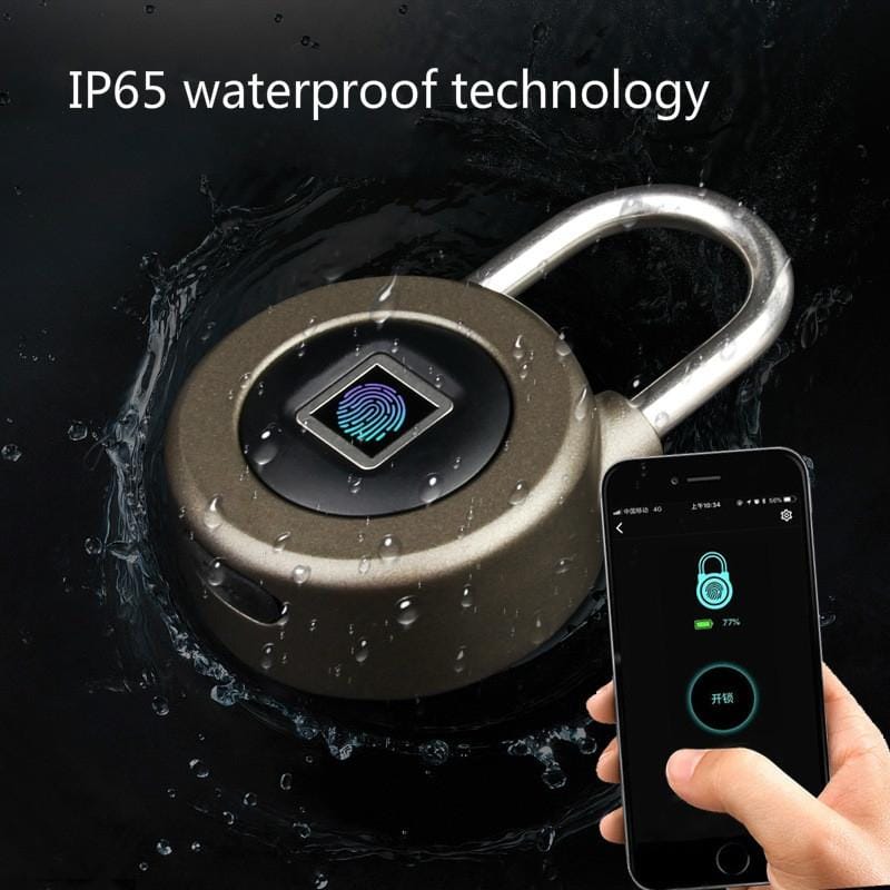 Cabinet Smart USB Padlock Waterproof Bluetooth APP Remote Authorization Fingerprint Lock (Champagne)