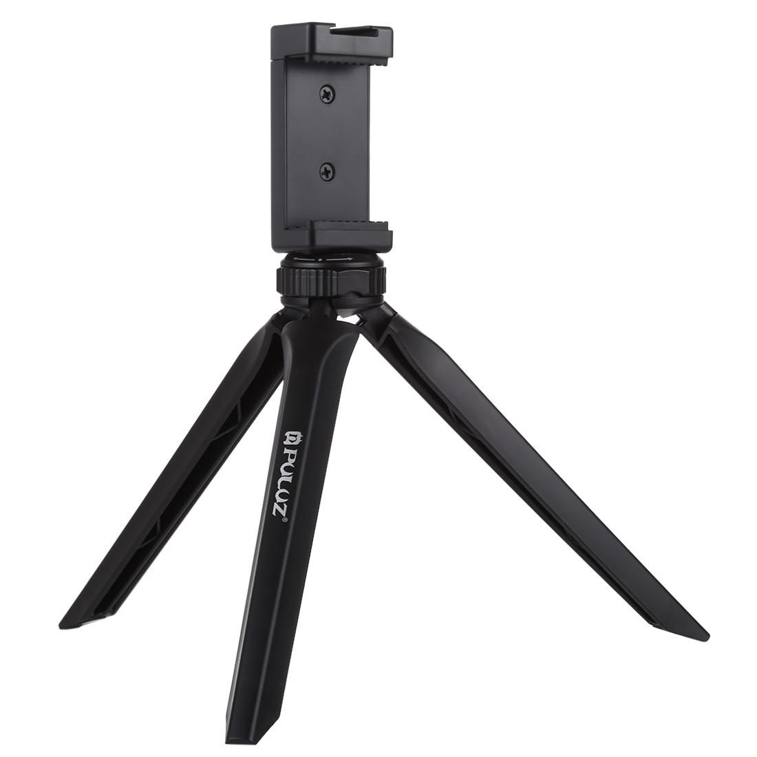 PULUZ Pocket Mini Plastic Tripod Mount with Phone Clamp for Smartphones (Black)