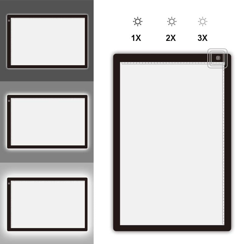 A4 Size LED Three Level of Brightness Dimmable Acrylic Copy Boards for Anime Sketch Drawing Sketchpad, with 1.5m USB Cable & Power Adapter