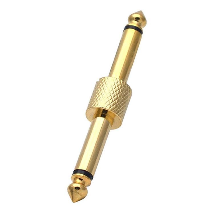 6.35mm 1/4 inch Male to Male Guitar Effect Pedal Connector Electric Pedal Board Adapter (Gold)