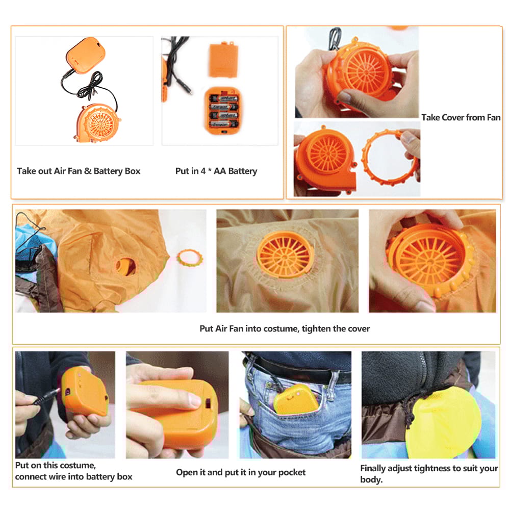 Decdeal Cute Adult Inflatable Dinosaur Costume Suit Air Fan