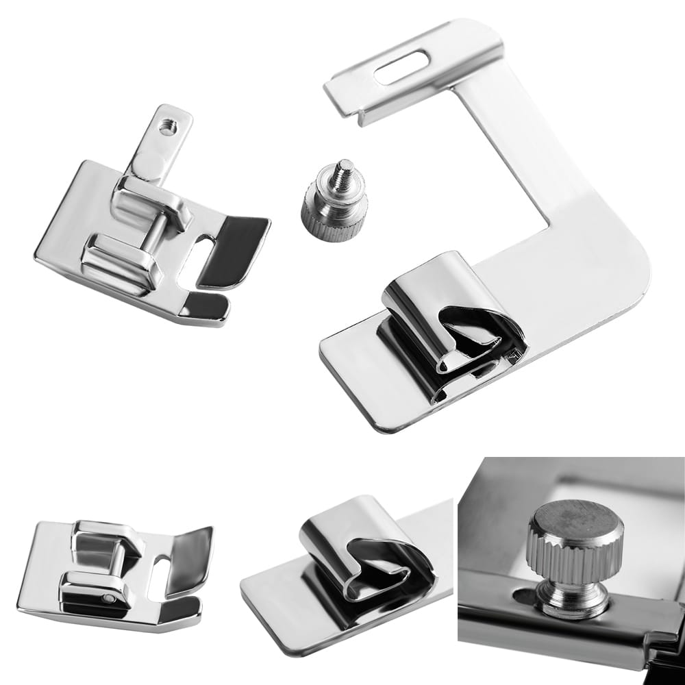 3Pcs Wide Foot Set Hemmer Adjustable Rolled Hem Snap-On