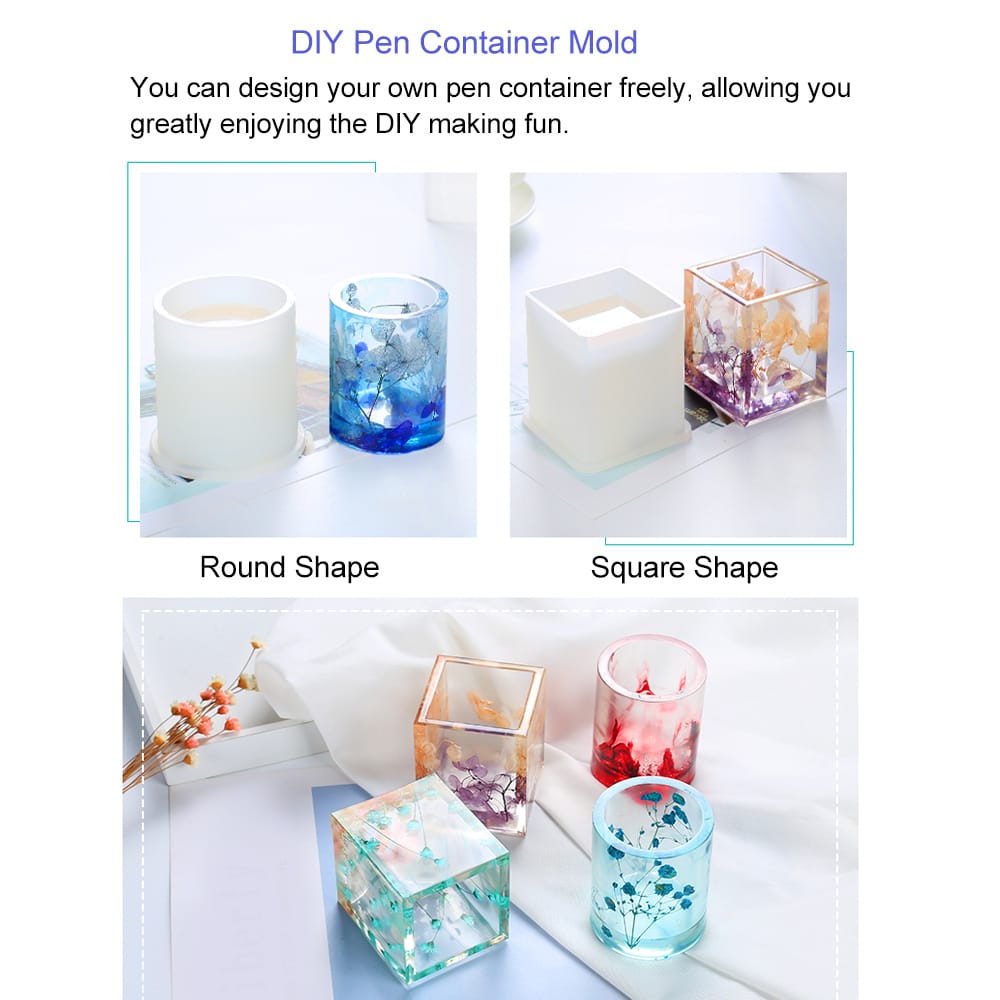 Silicone Molds DIY Making Crafts Decoration Pen Container - Square Shape