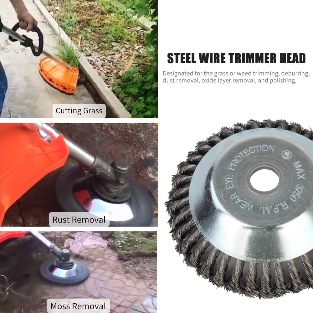 Trimmer Head Brush Cutter Outdoor Lawn Mower Head Steel Wire - 8 Inch