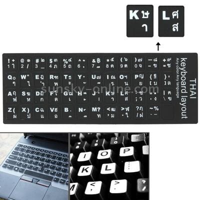 Thai Learning Keyboard Layout Sticker for Laptop / Desktop Computer Keyboard (Black)