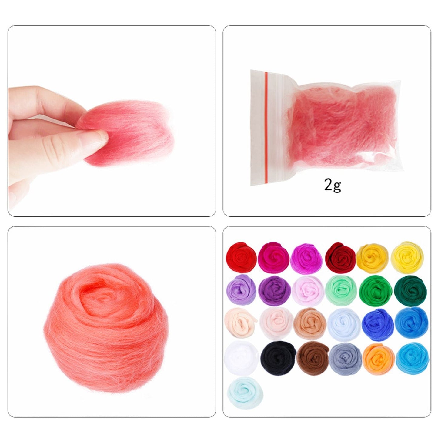 Needle Felting Kit Wool Roving 25 Colors Set Needle Felting