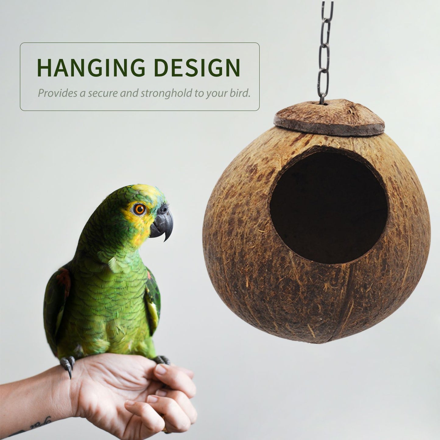 Coconut Bird Hut with Opening Coco Shell Bird House for