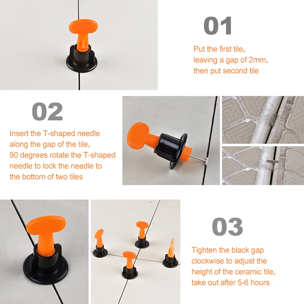 50 PCS Tile Leveling System Reusable Tile Leveler Spacers