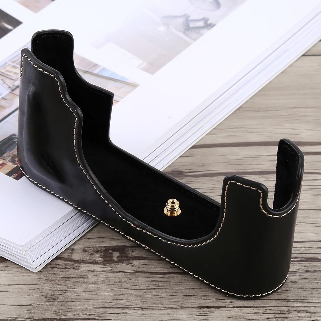 1/4 inch Thread PU Leather Camera Half Case Base for Leica M10 (Coffee)