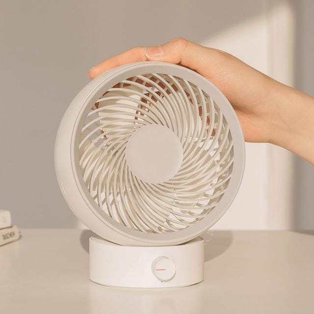 USB Rechargeable Adjustable Wind Mini Air Circulation Round Mute Office Fan (White)