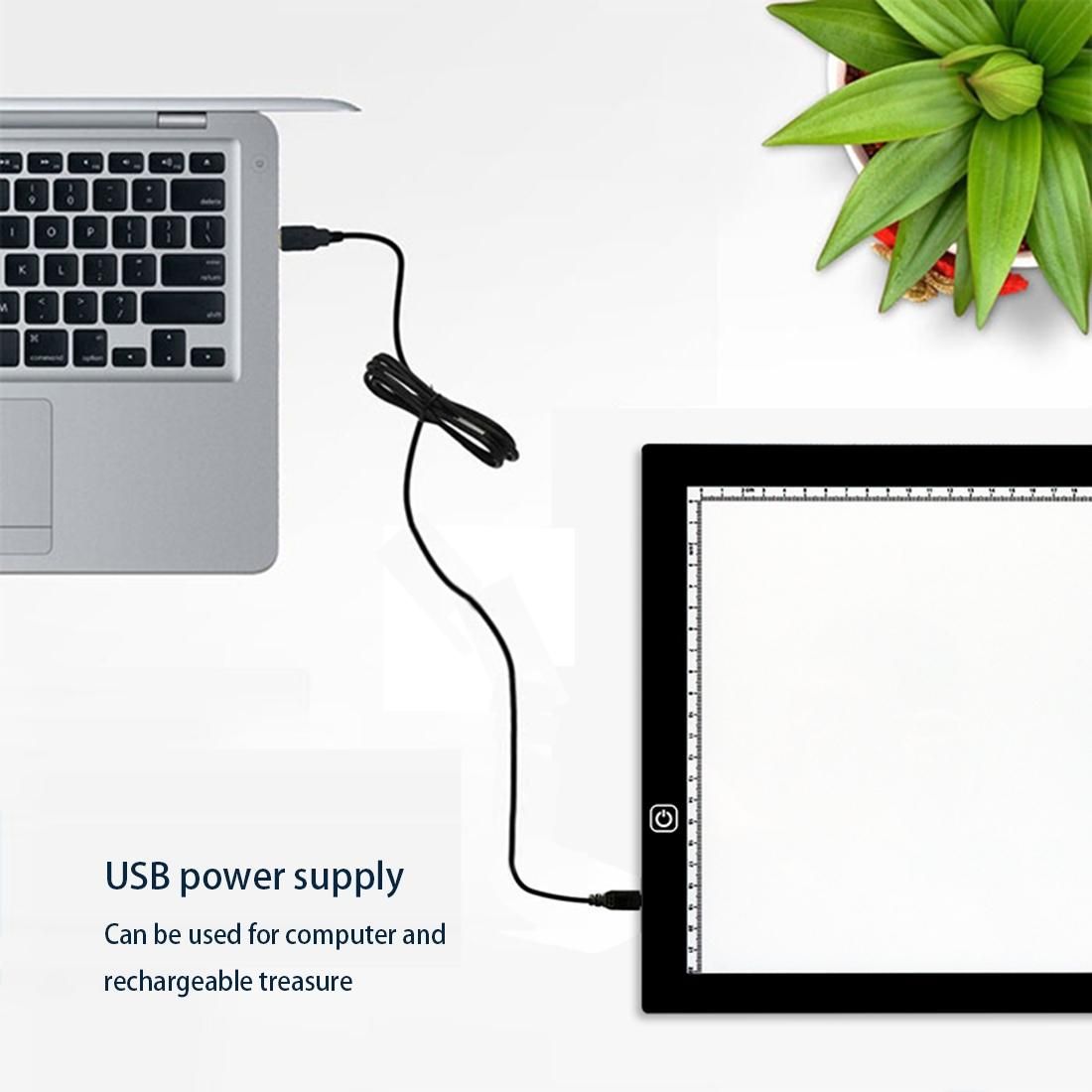 5W 5V LED Stepless Brightness Adjustable A4 Acrylic Copy Boards Anime Sketch Drawing Sketchpad with Scale