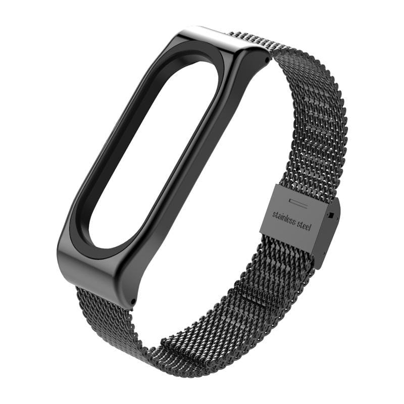 Mijobs Metal Strap for Xiaomi Mi Band 3 & 4 & 5 Screwless Buckle Style Stainless Steel Bracelet Wristbands Replace Accessories, Host not Included (Rose Gold)
