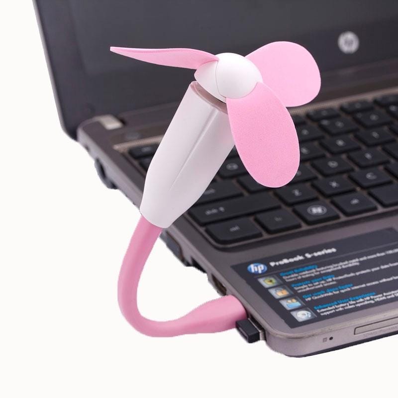 Flexible Mini Portable Bamboo Dragonfly Flexible USB Powered 3-Blade USB Fan (Pink)