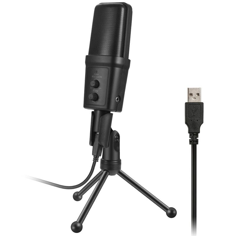 Yanmai SF-970 Professional Condenser Sound Recording Microphone with Tripod Holder & USB Cable , Cable Length: 1.8m (Black)