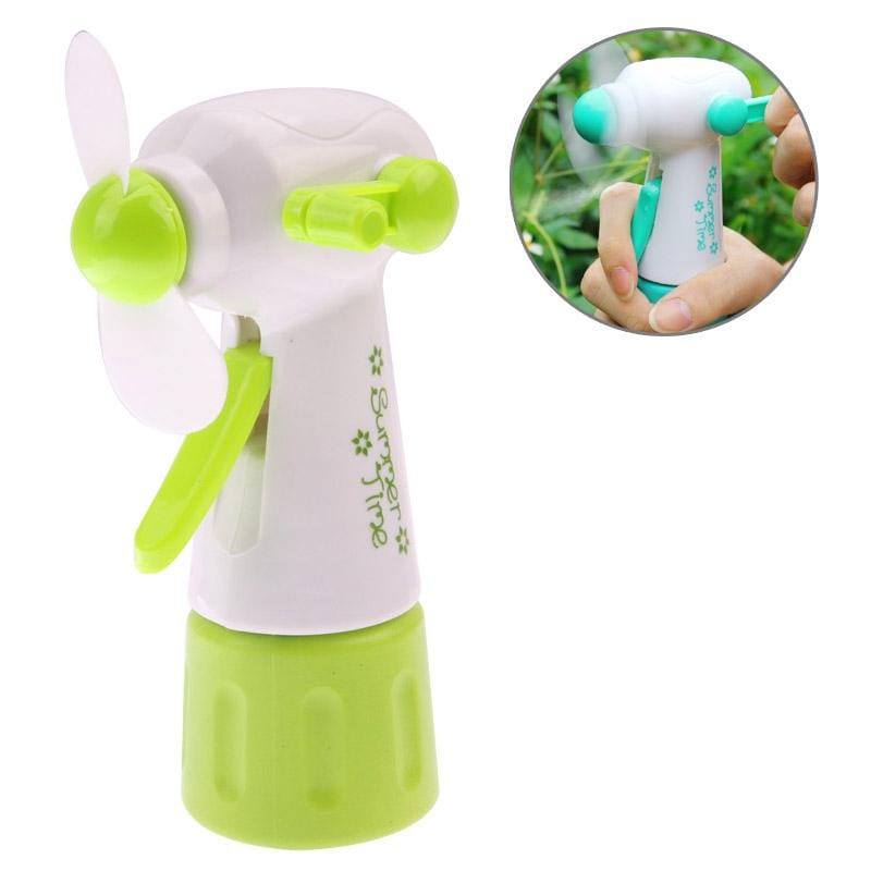 Creative Hand-driven Mist Spray Fan, Fluorescent Green (Green)