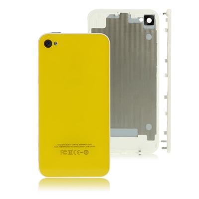 Yellow Glass Back Cover for iPhone 4S (Black)