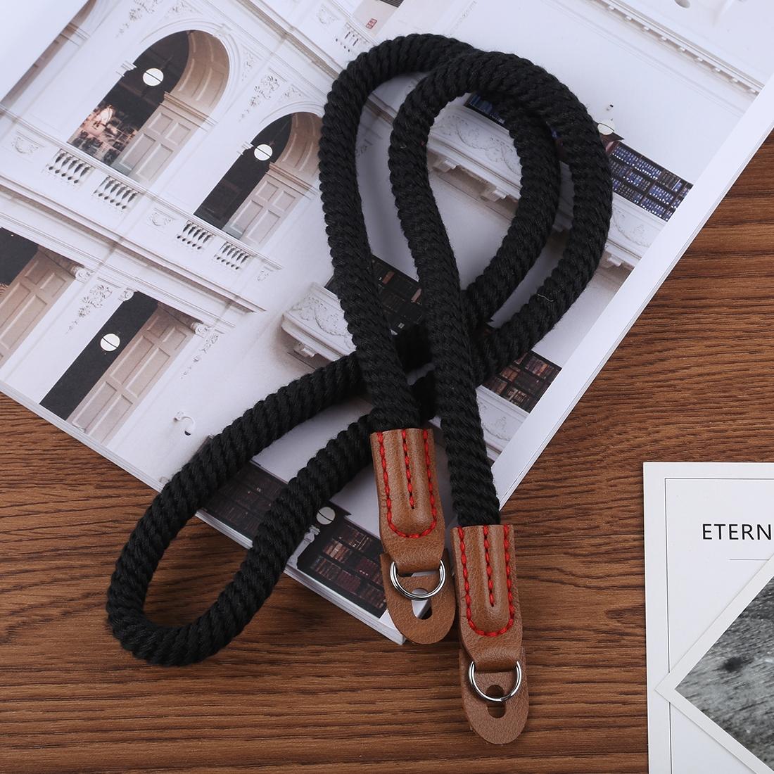 Vintage Cotton Soft Shoulder Neck Strap for Leica, Nikon, Fuji, Canon, Panasonic, Sony etc. Mini Cameras (Black)