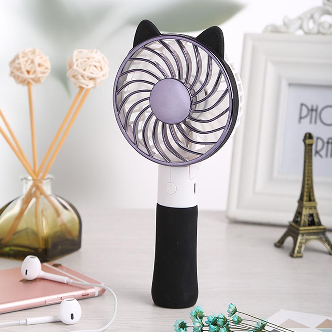 SEMA Portable USB Rechargeable 3 Speeds Folding Cooling Handheld Personal Fan with LED Light (Pink)