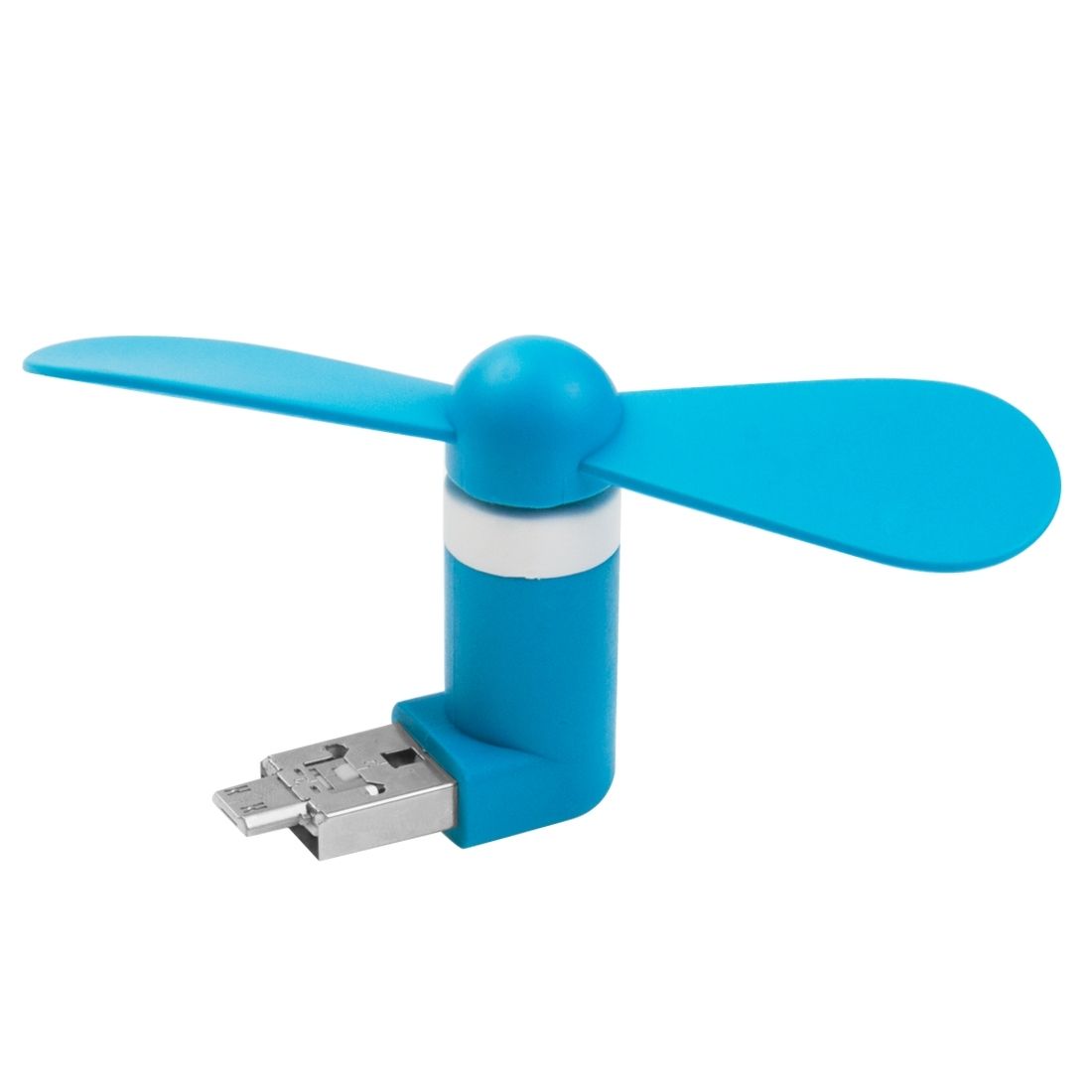 HAWEEL 3.5 inch Fashion Two Ports Portable USB / Micro USB Phone Mini Fan with Two Leaves, For Galaxy S6 / S5, Other Mobile Phone with OTG Function(Blue)