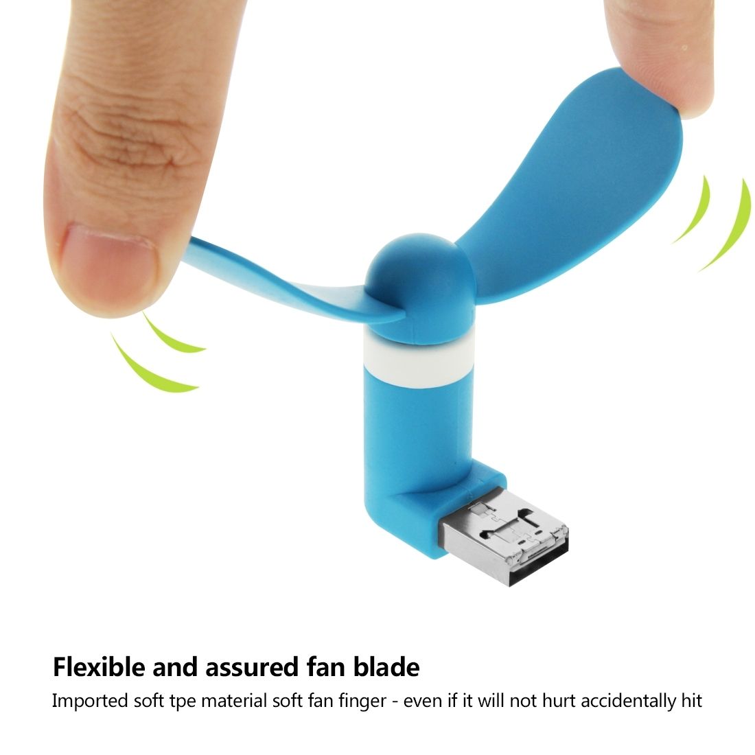 HAWEEL 3.5 inch Fashion Two Ports Portable USB / Micro USB Phone Mini Fan with Two Leaves, For Galaxy S6 / S5, Other Mobile Phone with OTG Function(Blue)