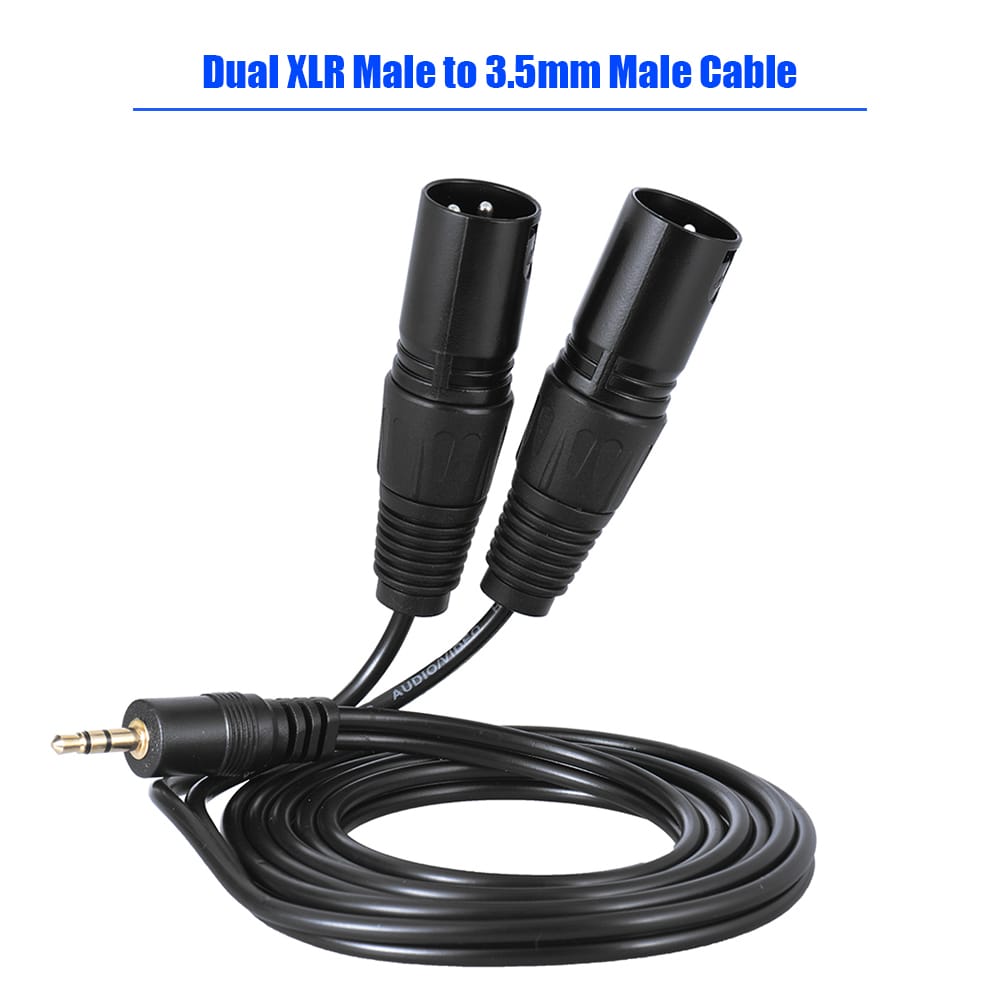 1.5m/ 5ft Audio Cable Cord Dual XLR Male to 3.5mm Male Plug