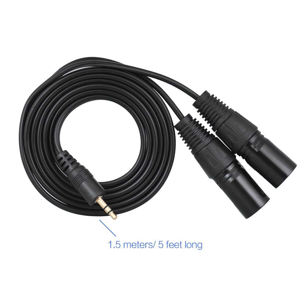 1.5m/ 5ft Audio Cable Cord Dual XLR Male to 3.5mm Male Plug