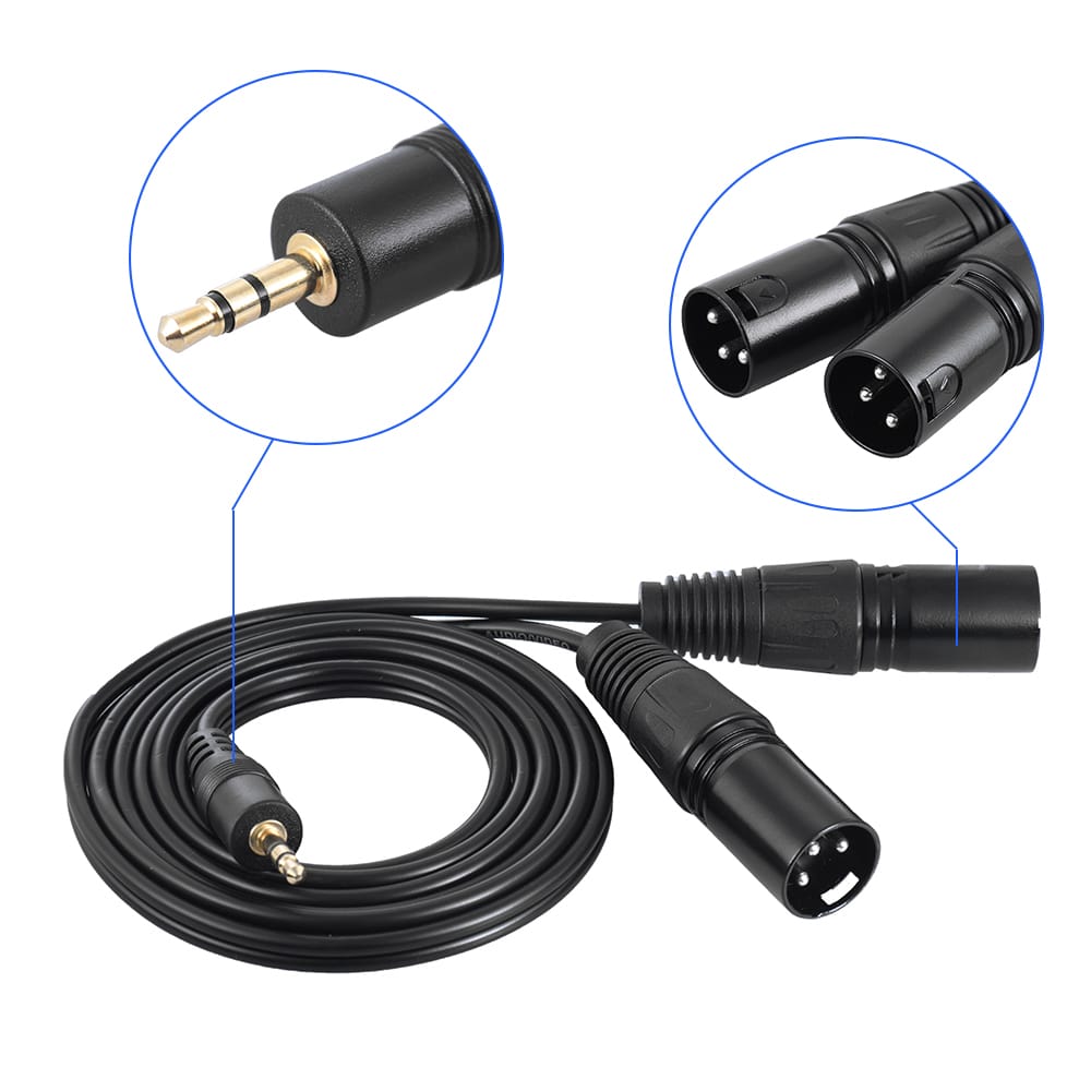 1.5m/ 5ft Audio Cable Cord Dual XLR Male to 3.5mm Male Plug
