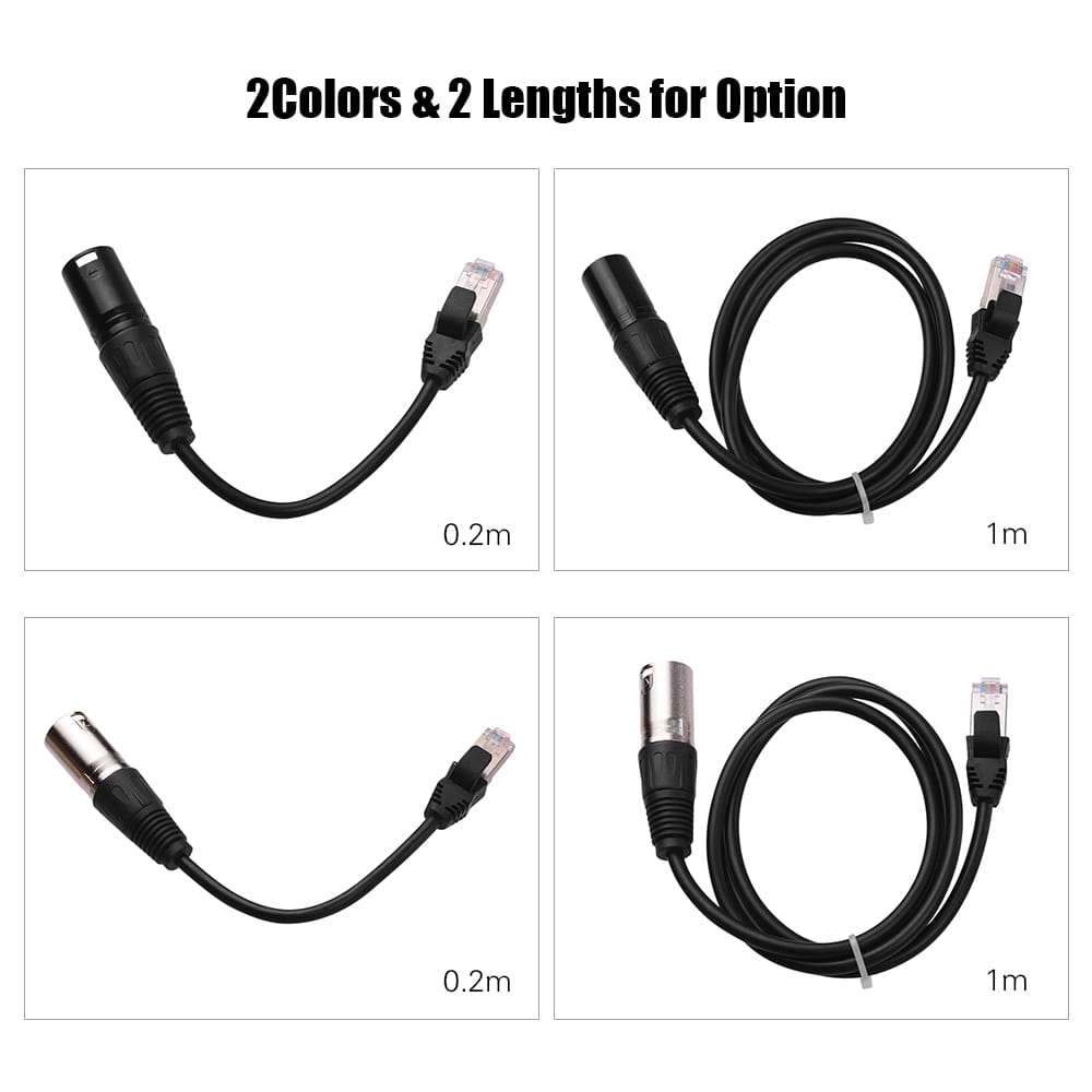 RJ45 Male Network Connector to 3-Pin Mini XLR Male Extension - 1m