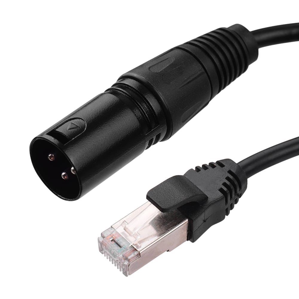 RJ45 Male Network Connector to 3-Pin Mini XLR Male Extension - 1m