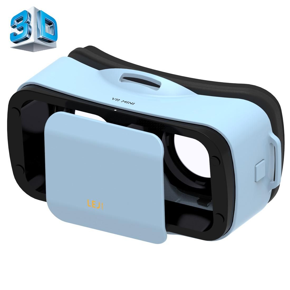 LEJI Mini VR Virtual Reality 3D Helmet Headset Glasses for 4.5-5.5 inch Smartphones (Blue)