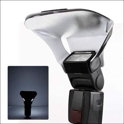 Universal FB-10X Camera Top Flash Light Speedlite Bounce Focus Flash Diffuser with 3 PCS Removable Color Light Reflector (Black)