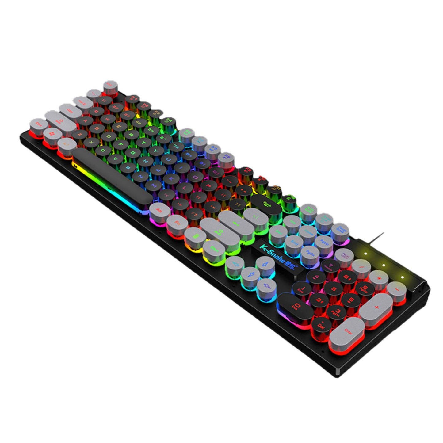 Gaming Keyboard 104 Keys Wired USB RGB LED Backlit for Computer Black Grey