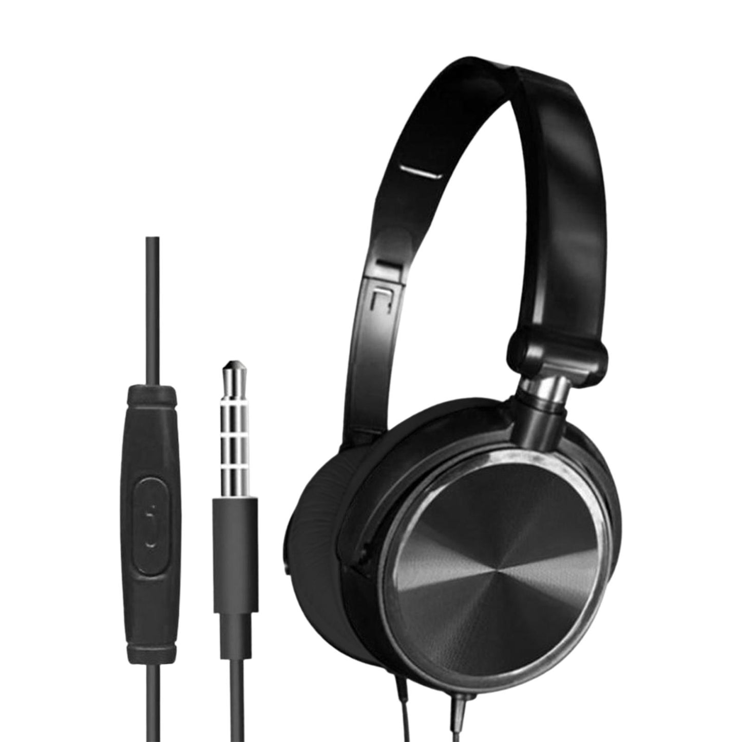 S1 Portable 3.5mm Wired Headset Stereo Foldable Headphones Black with Mic