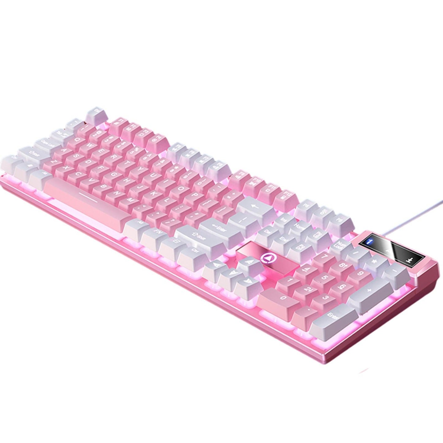 Mechanical Gaming Keyboard USB LED Lighting for Game Office Pink White