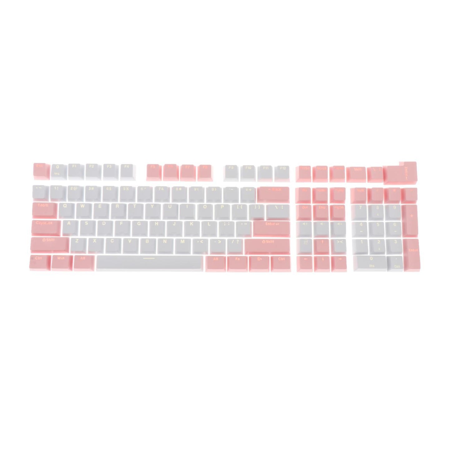 Keycaps Set Backlit Two Color Key Caps for Mechanical Keyboards 980K 87 Keys Pink,White