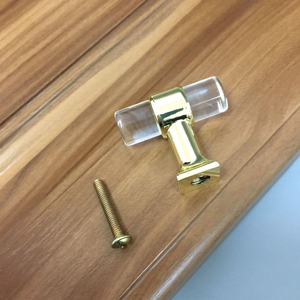 Acrylic Door Pull Knob Drawer Cabinet Cupboard Handle Hardware Gold 40mm B