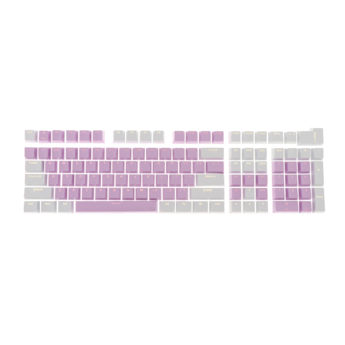 Keycaps Set Backlit Two Color Key Caps for Mechanical Keyboards 980K 87 Keys White,Light Purple