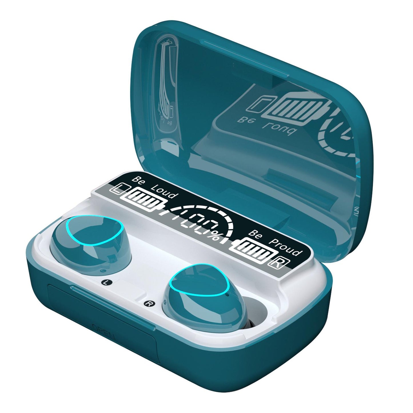 Wireless Headphones Earbuds Battery Display Deep Bass for Fitness Computer