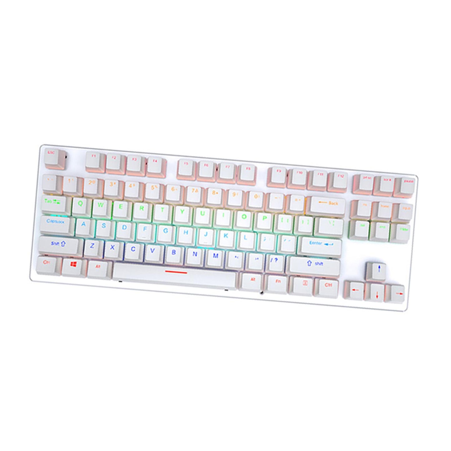 USB 87 Keys Punk Wired Gaming Keyboard Splash-Proof Design White