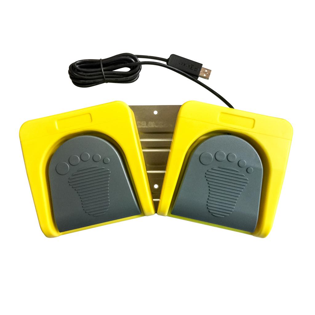 PC USB Double 2 Foot Control Pedal Game Multimedia Gray pedal + yellow base