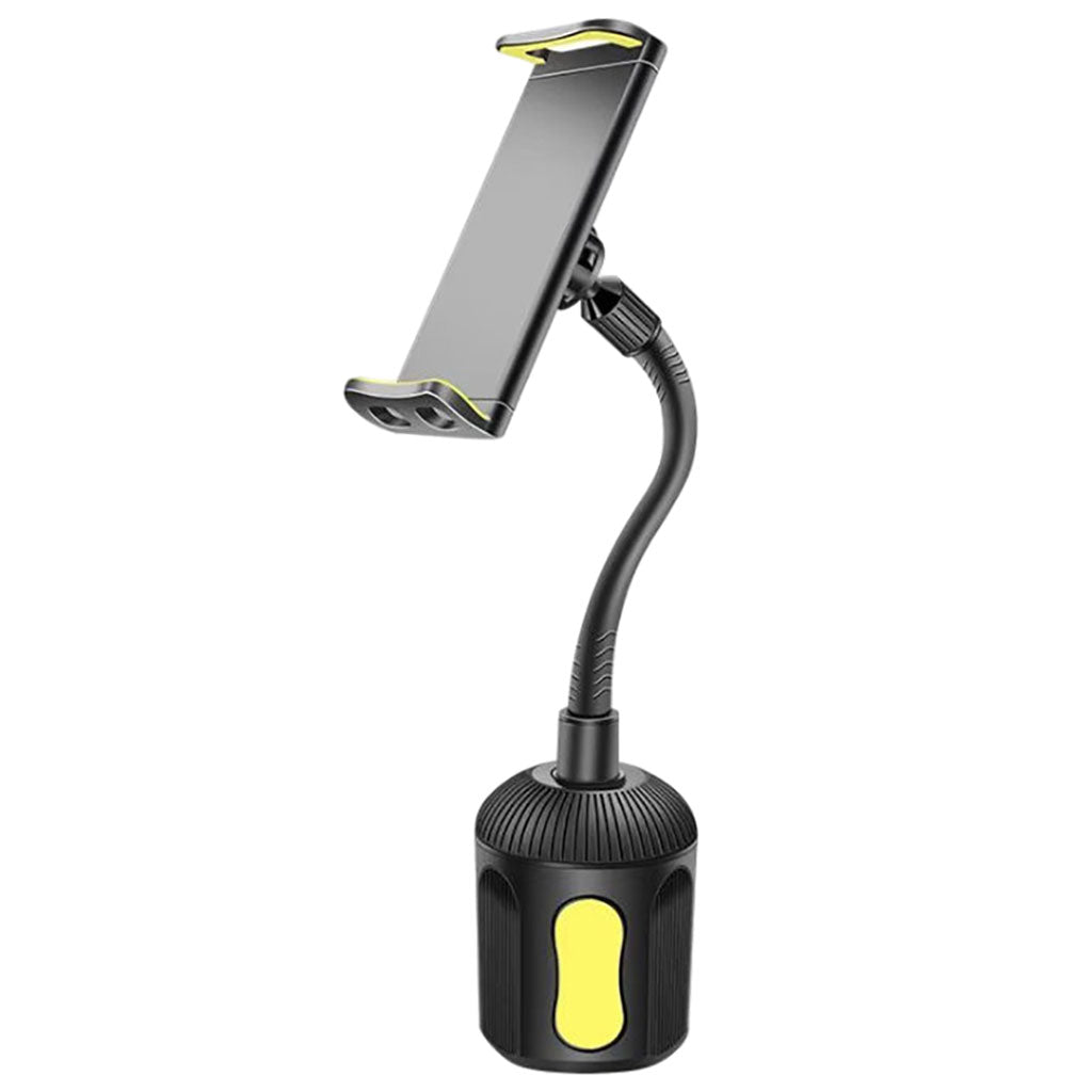 Car Cup Holder Smartphones Phone Mount with Gooseneck Tablet Use Yellow