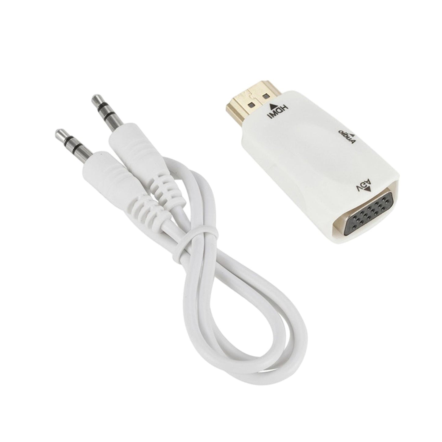 HDMI to VGA Male to Female Converter Video for Computer White with Aux Cable